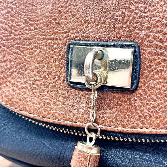 Mix. No.6 Black and Brown faux leather Multi Zip Crossbody Bag with Tassel. - Picture 10 of 11